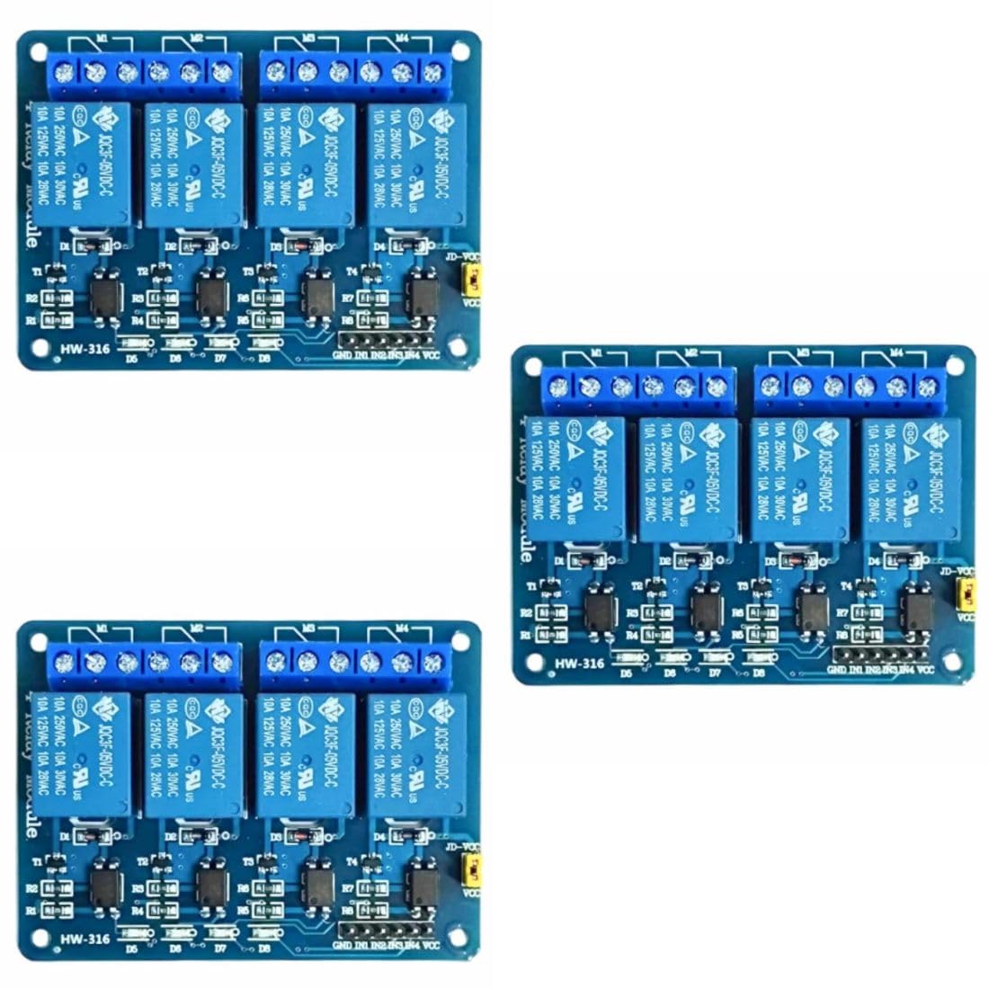 Robocraze 4 Channel Relay Module | 5V Optocoupler Relay Board